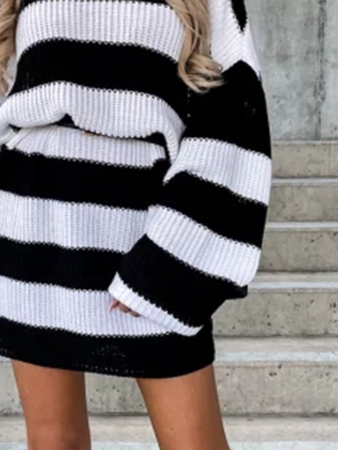 Striped Turtleneck Sweater Dress 