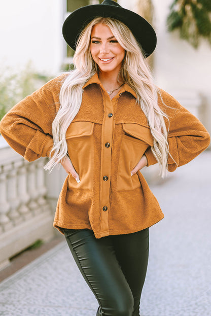 Collared Neck Button Down Jacket 