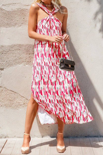 Slit Printed Sleeveless Midi Dress 