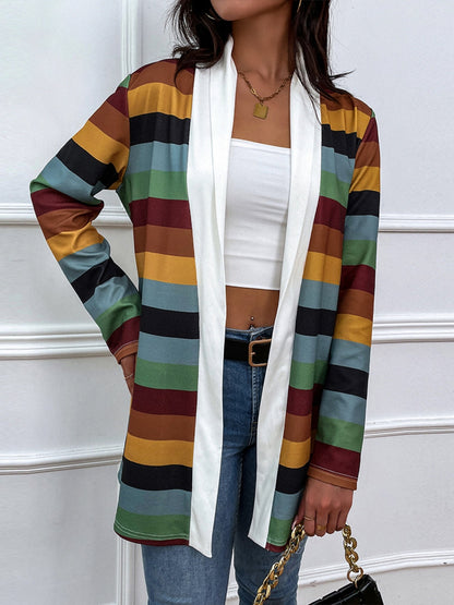 Color Block Open Front Cardigan