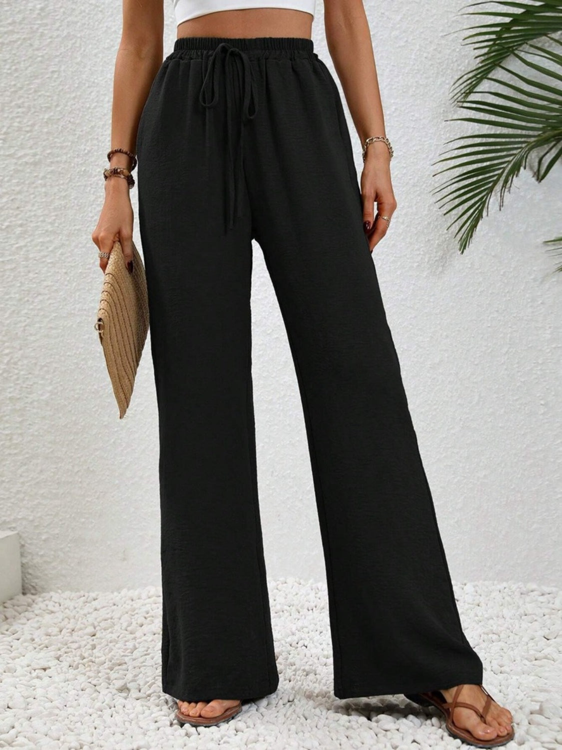 Wide Leg Drawstring Pants 