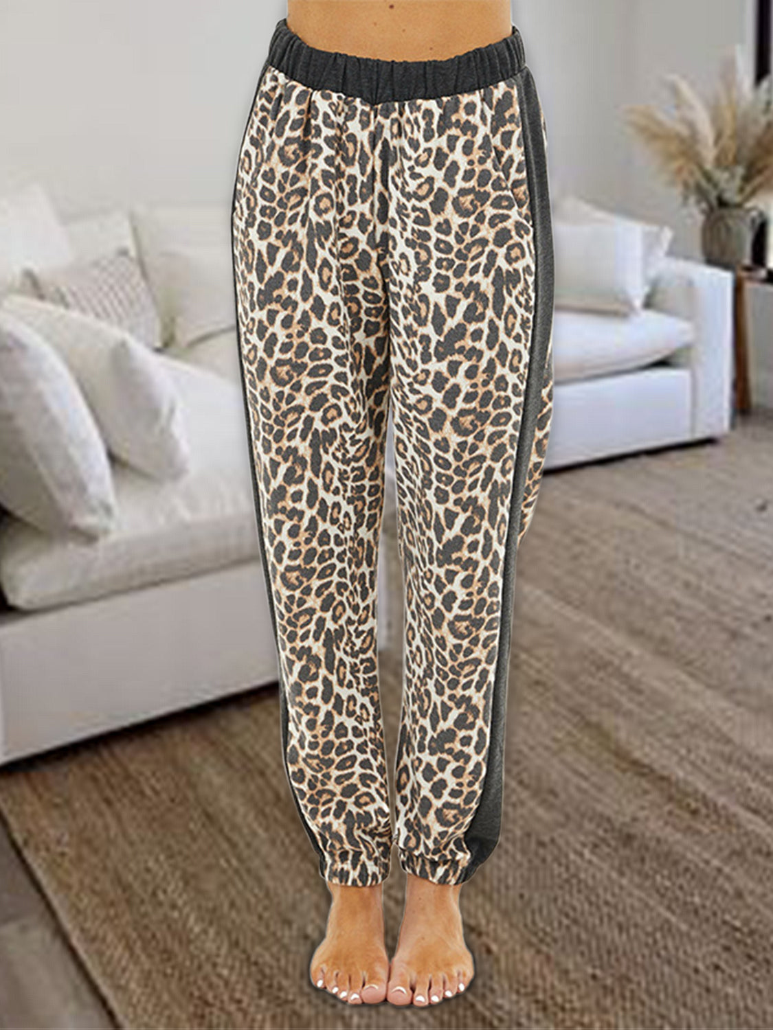 Leopard Elastic Waist Pants 