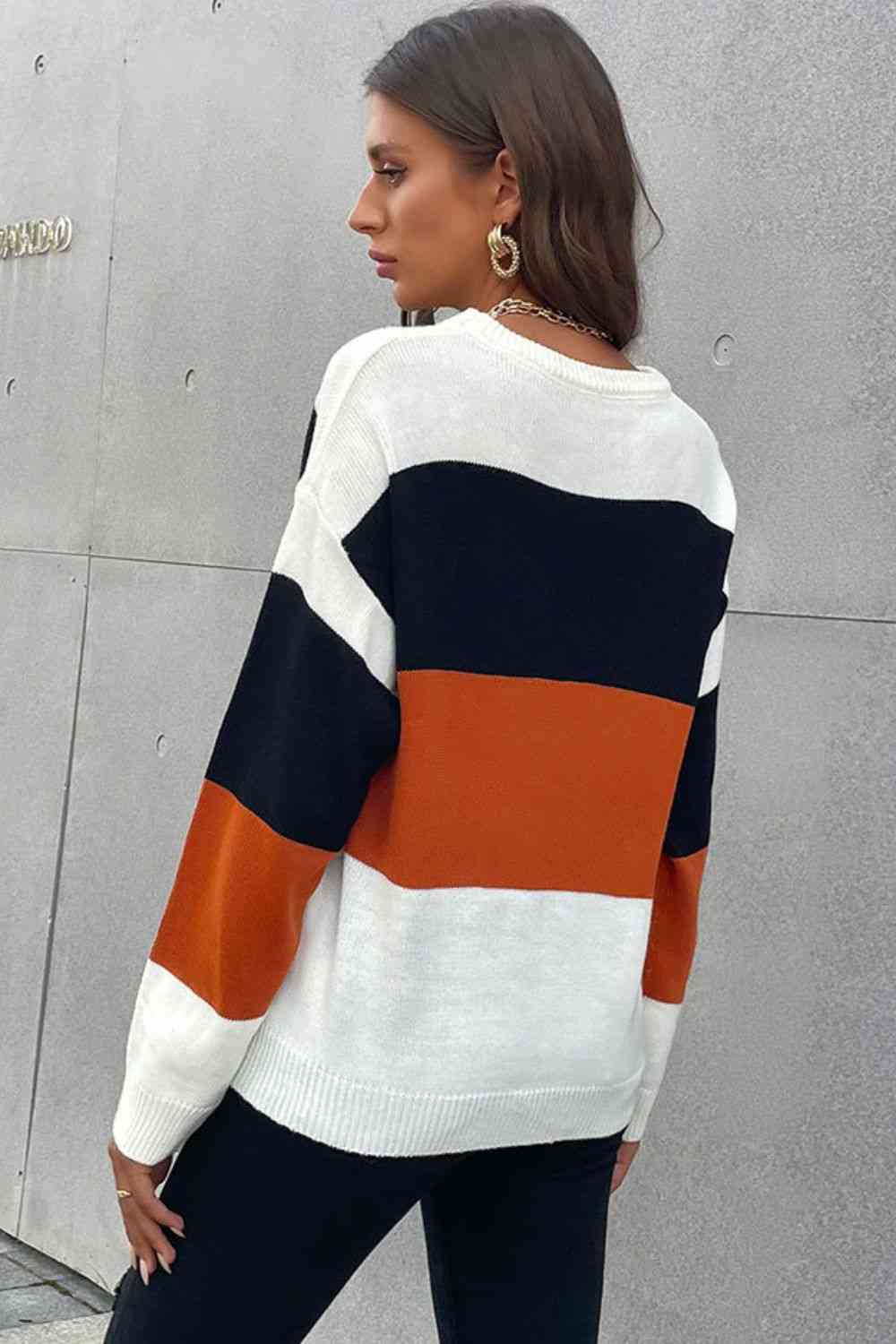 Longing For Fall Color Block Sweater 