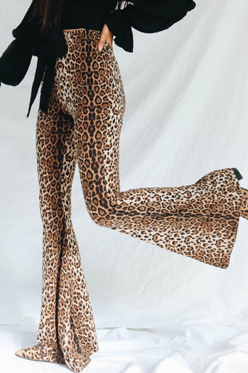 Leopard Print Flare Leg Pants 