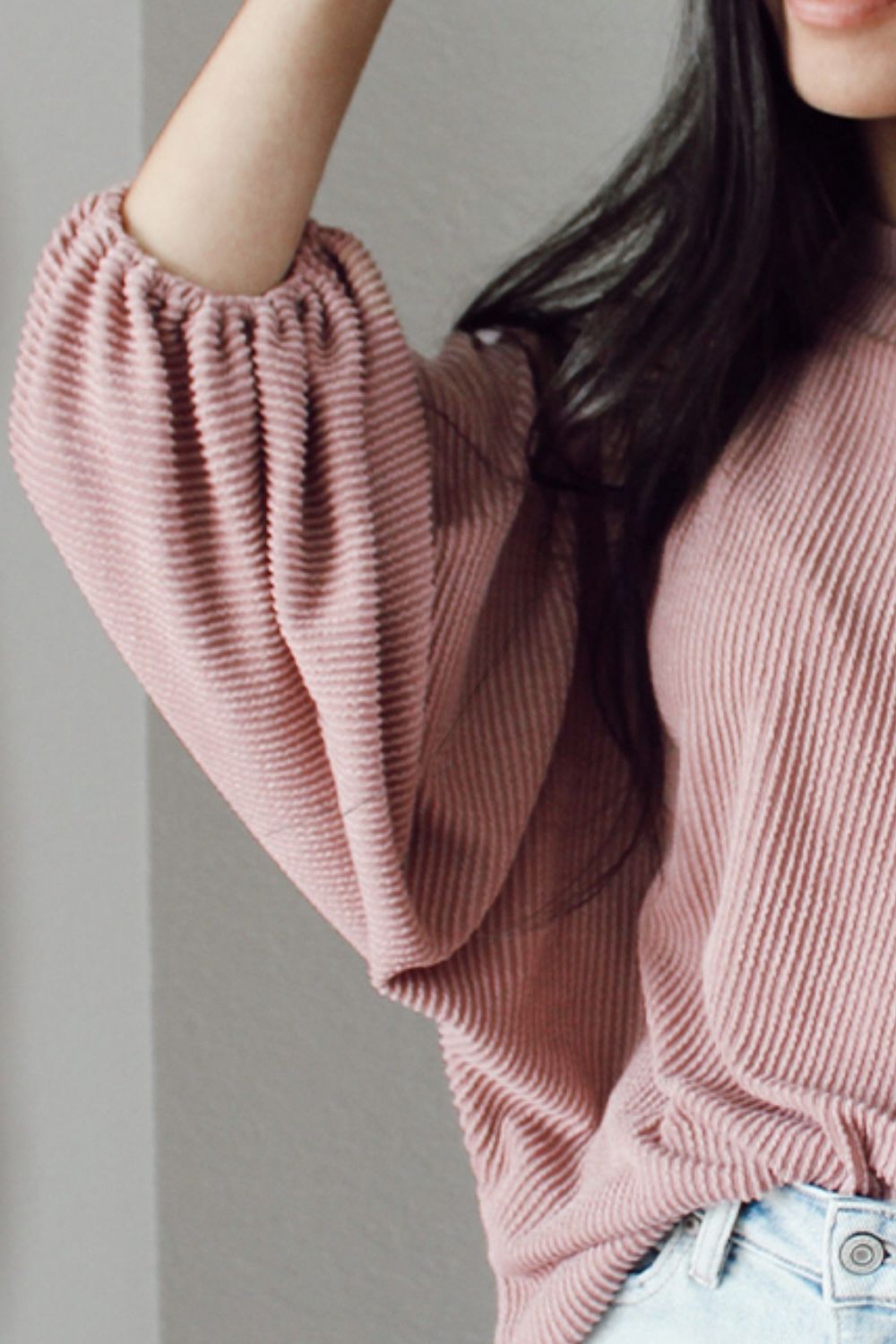 Ribbed Long Sleeve Knit Top 