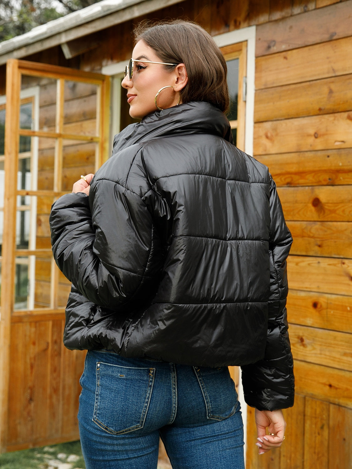 Zip-Up High Neck Puffer Jacket 