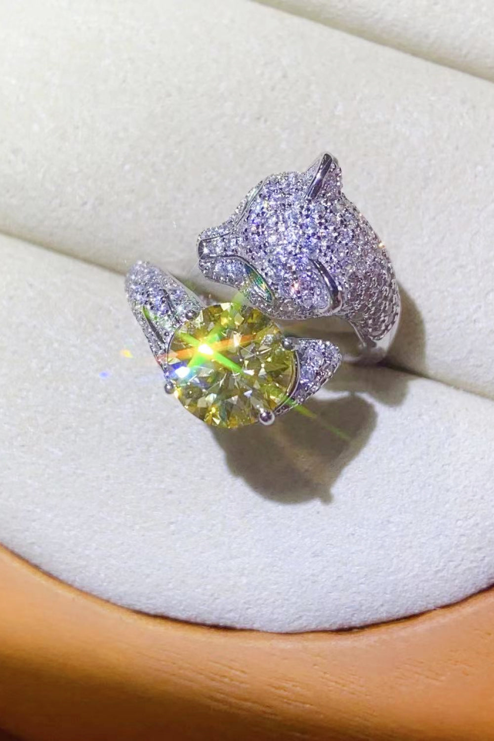 2 Carat Yellow Moissanite Animal Bypass Ring 