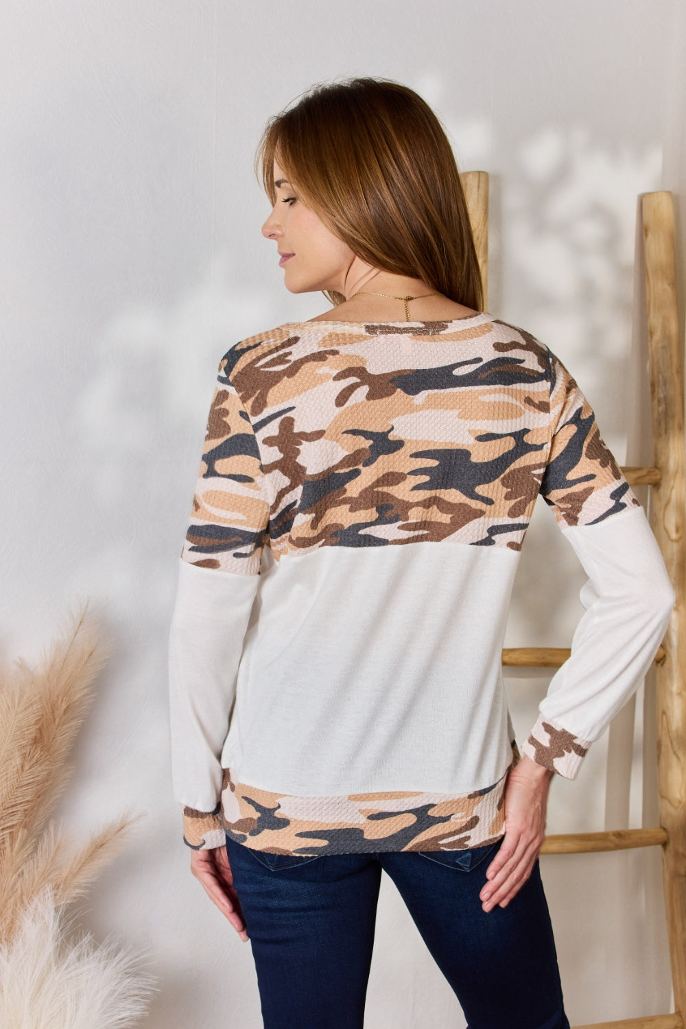 Hailey & Co Full Size Printed Round Neck Blouse 