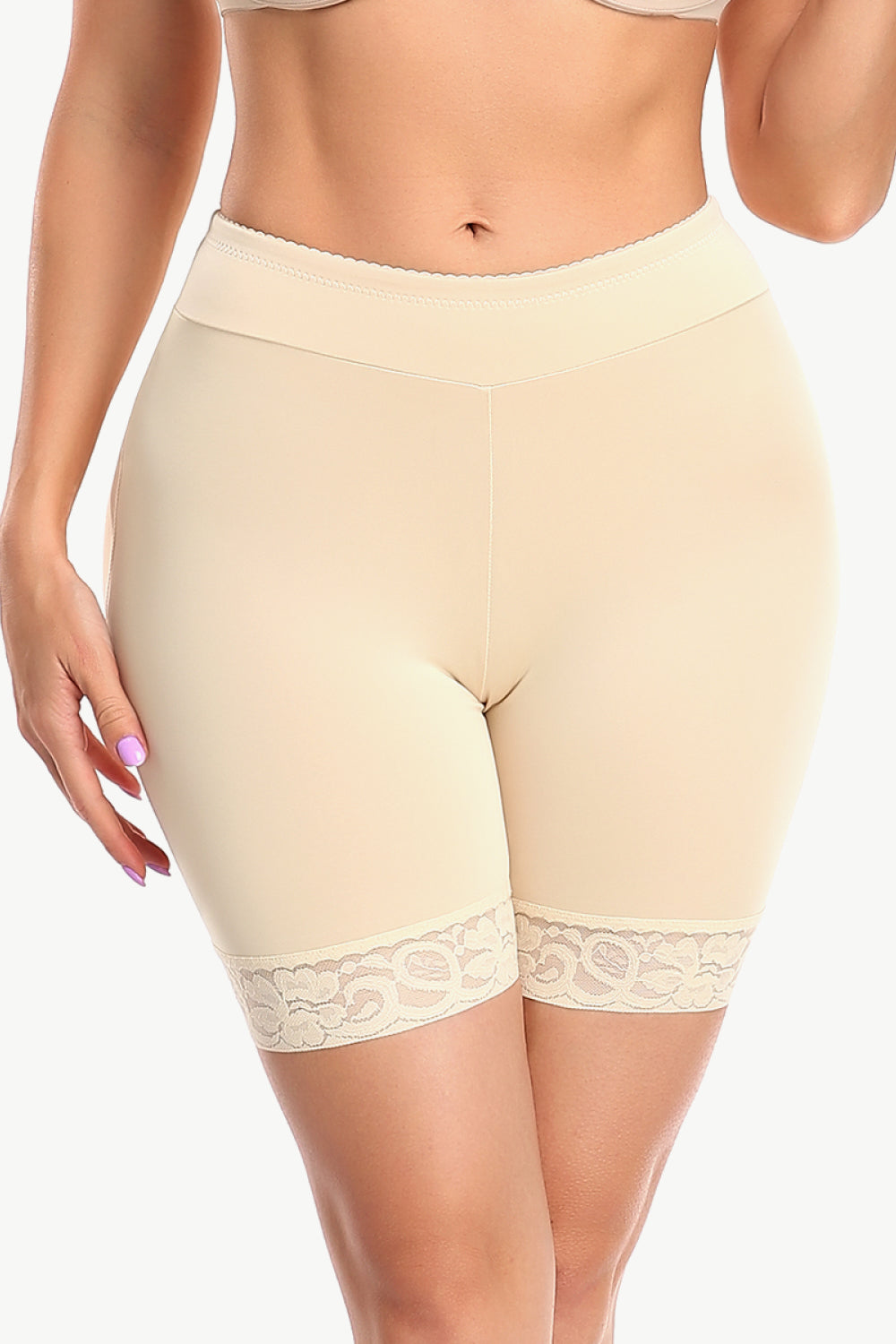 Full Size Lace Trim Lifting Pull-On Shaping Shorts 