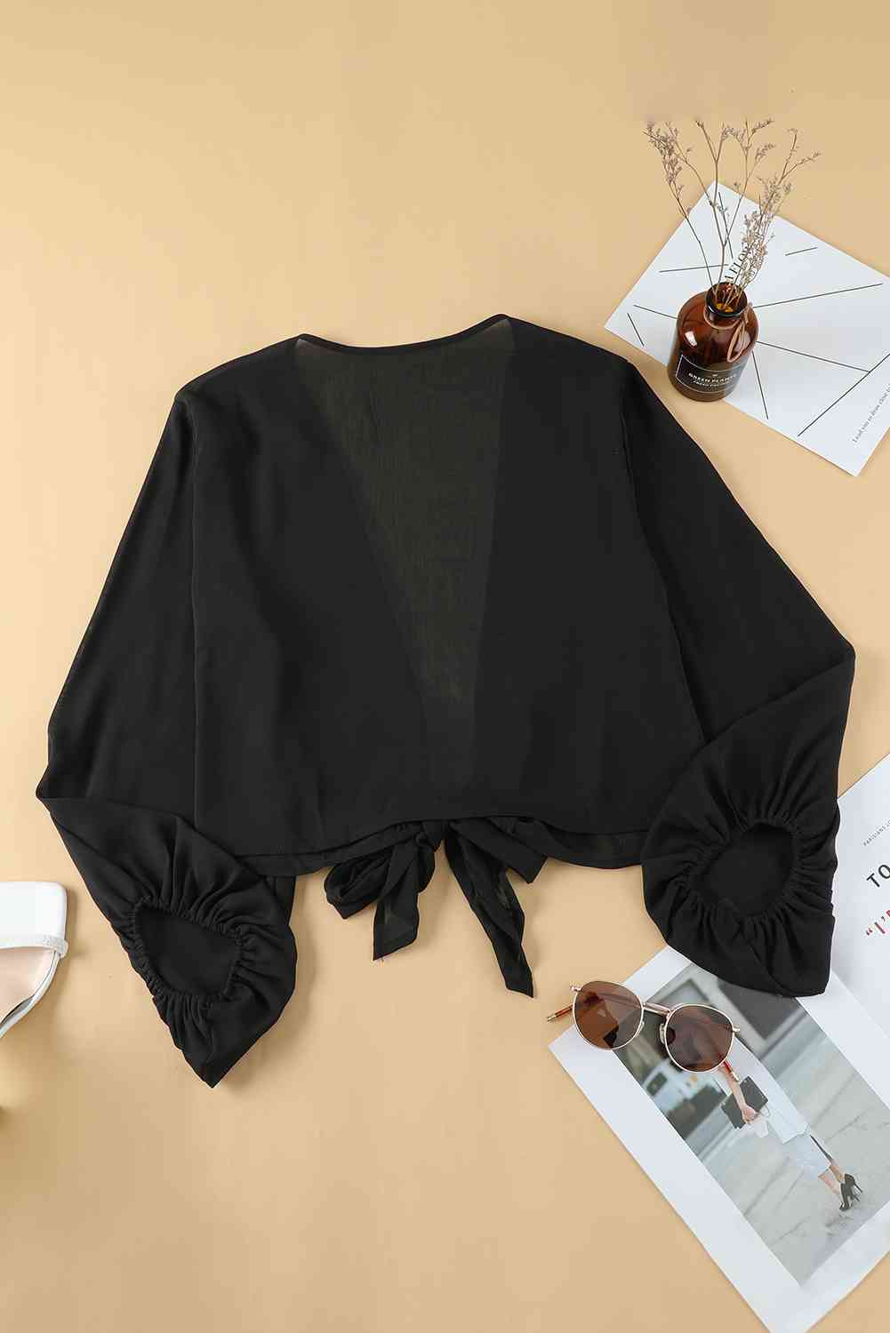 Plus Size Tie Front Crop Top 