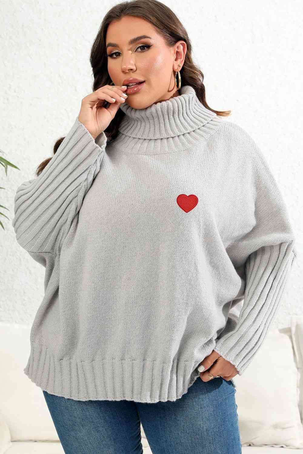 Plus Size Turtle Neck Long Sleeve Sweater 