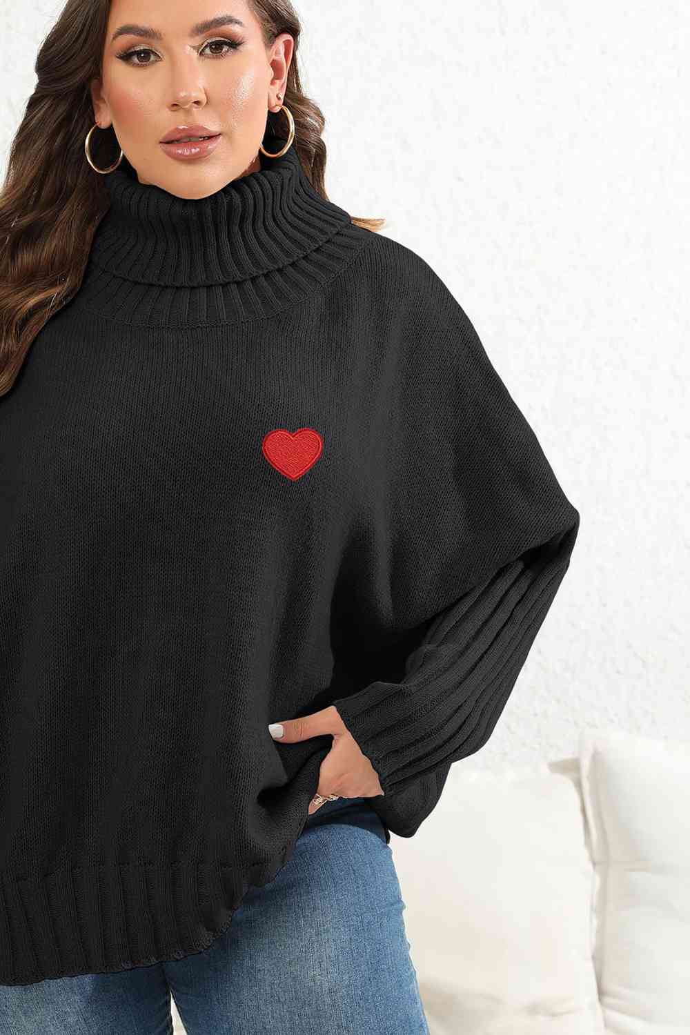 Plus Size Turtle Neck Long Sleeve Sweater 