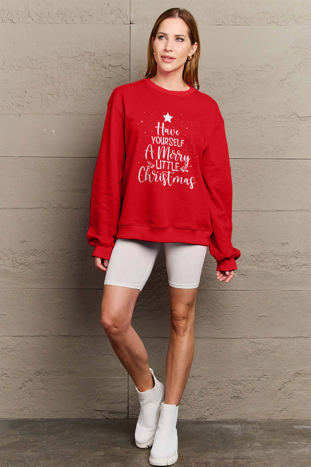 Simply Love Full Size HAVE YOURSELF A MERRY LITTLE CHRISTMAS Round Neck Sweatshirt 