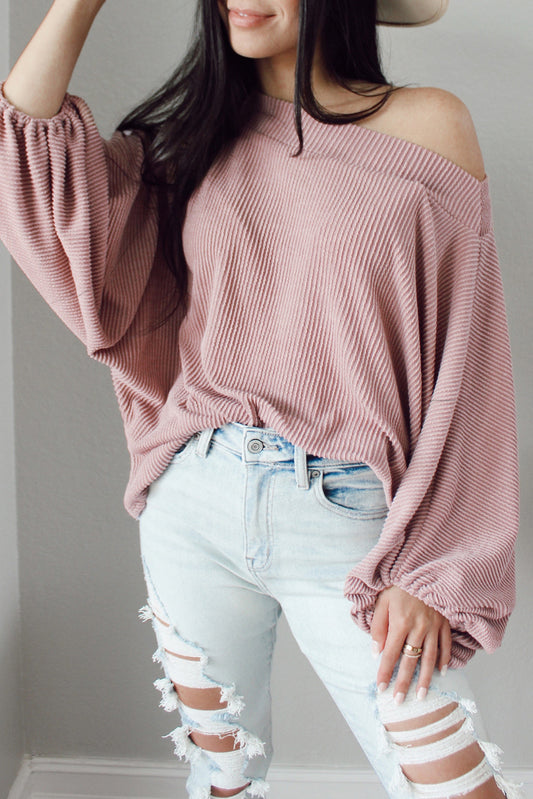 Ribbed Long Sleeve Knit Top 