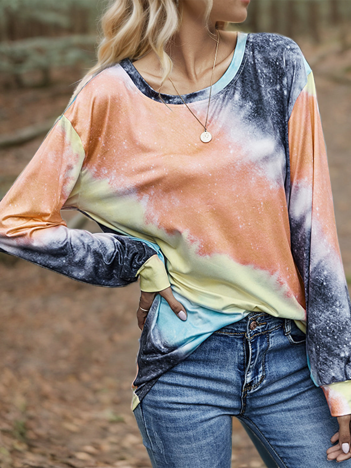 Printed Round Neck Long Sleeve T-Shirt 