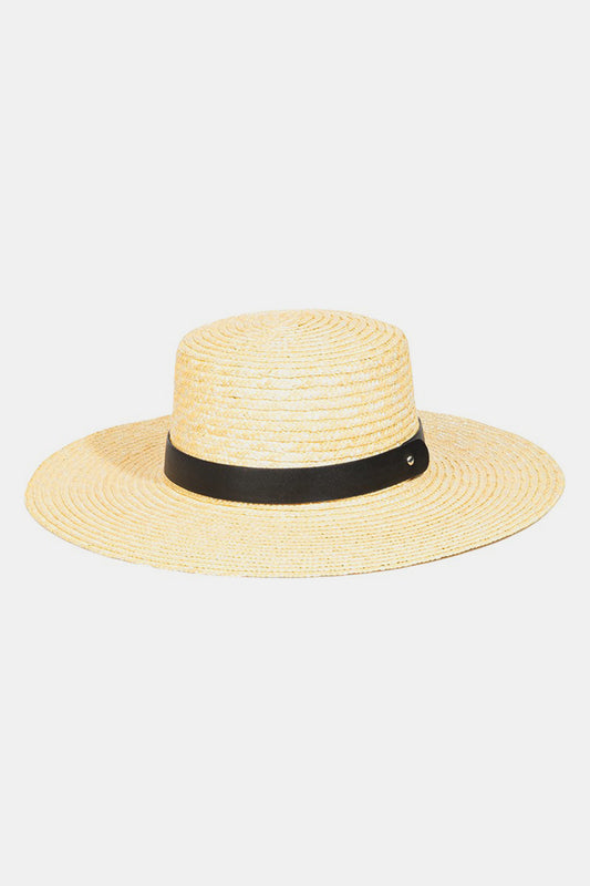 Fame Flat Brim Straw Weave Hat 