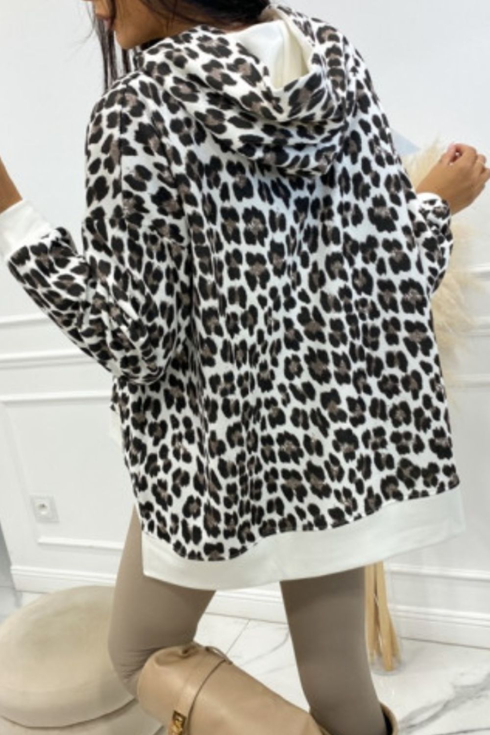 Leopard Dropped Shoulder Hoodie 