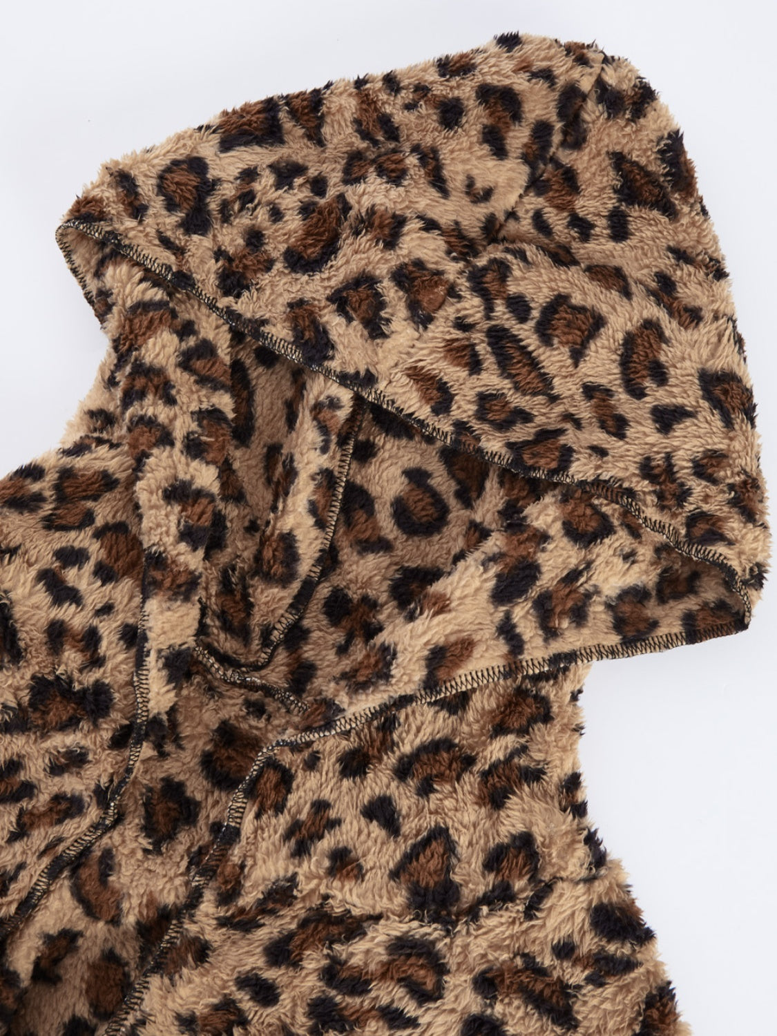 Leopard Open Front Hooded Jacket 