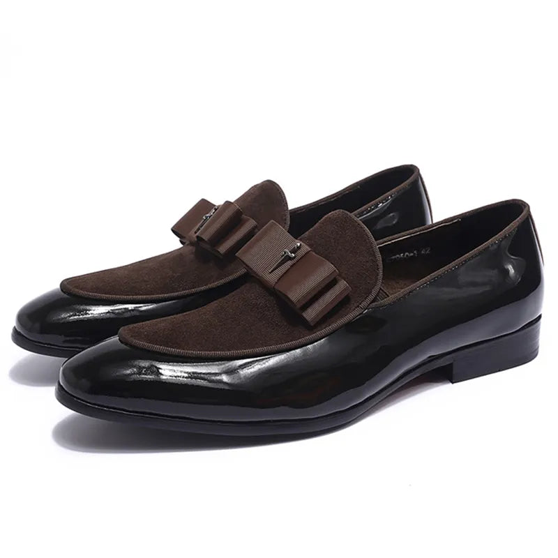 Handmade Mens Loafer Shoes Genuine Patent 