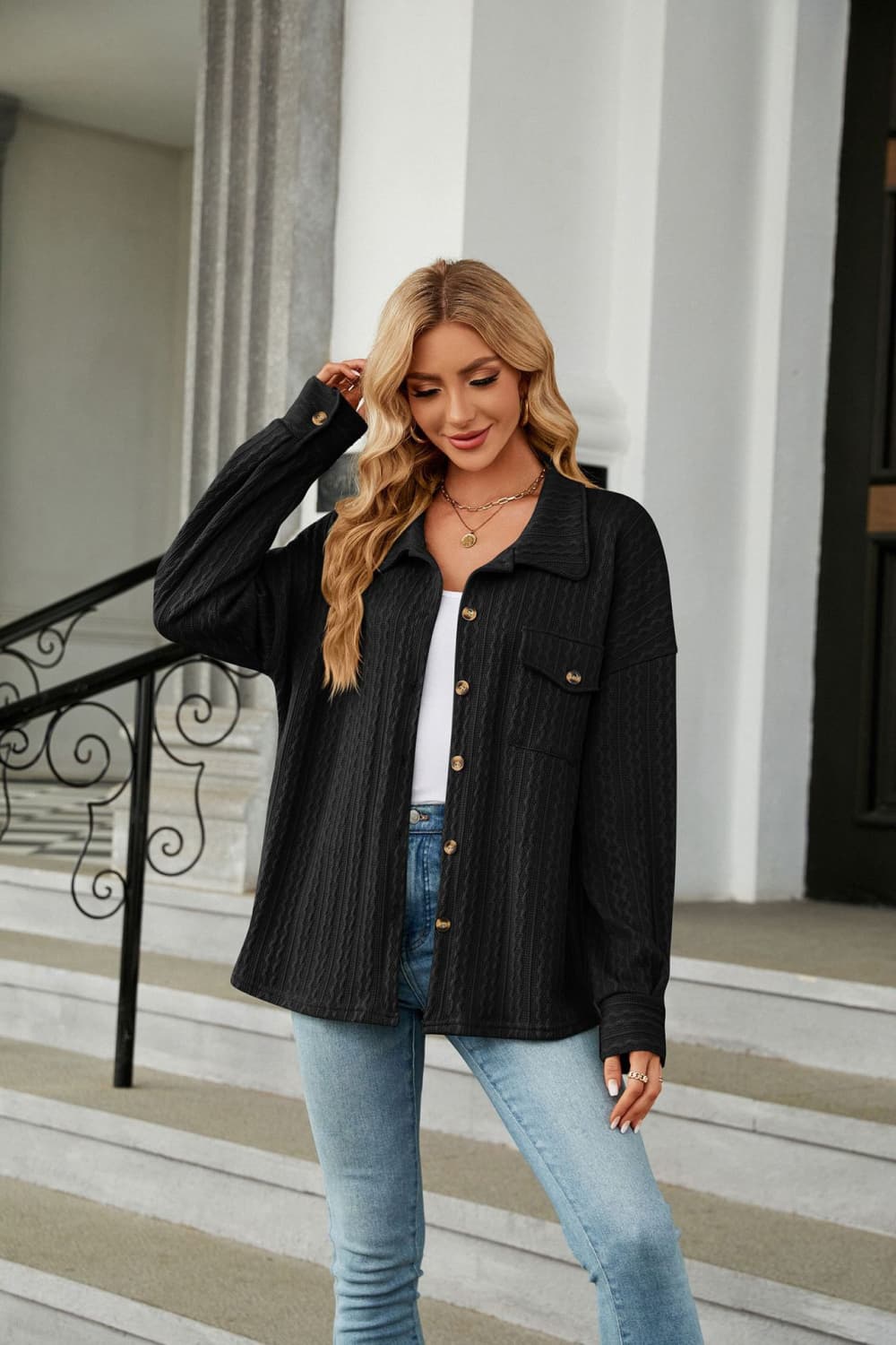 Dropped Shoulder Shirt Jacket 