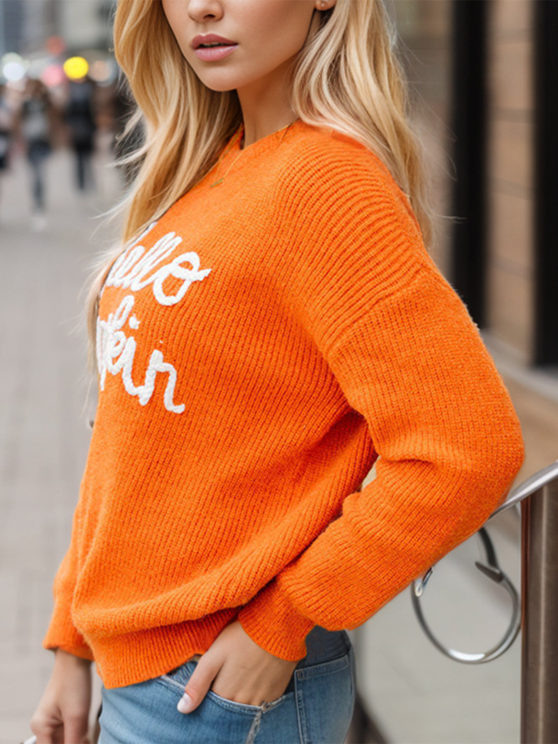 Full Size HELLO PUMPKIN Dropped Shoulder Sweater 