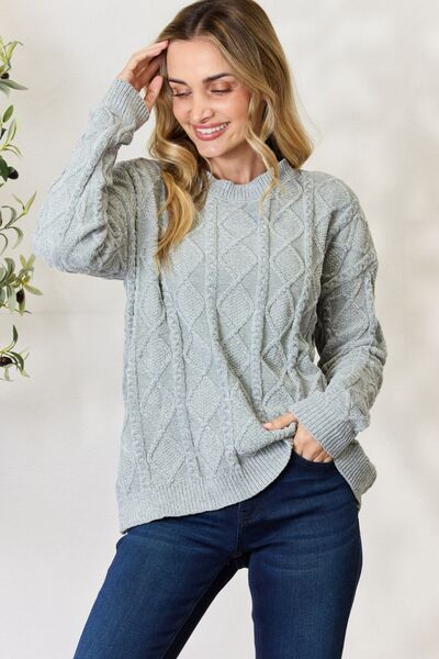 BiBi Cable Knit Round Neck Sweater 