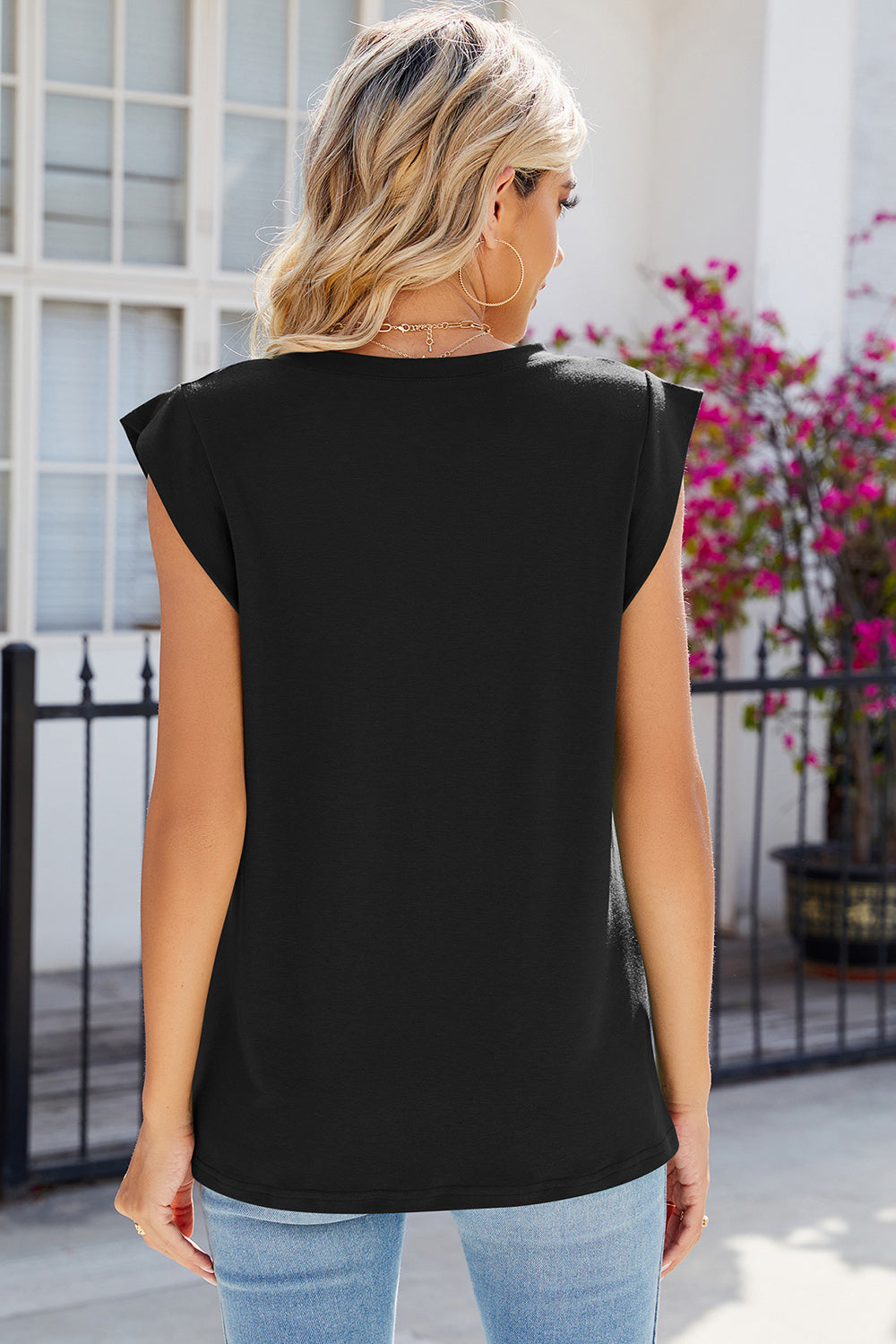 V-Neck Cap Sleeve Tank 