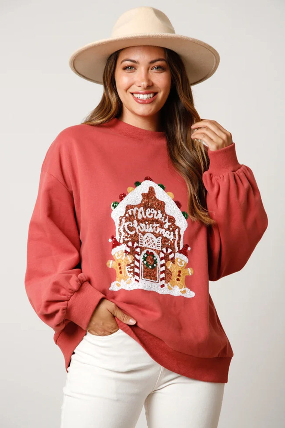 Sequin Graphic Dropped Shoulder Sweatshirt 