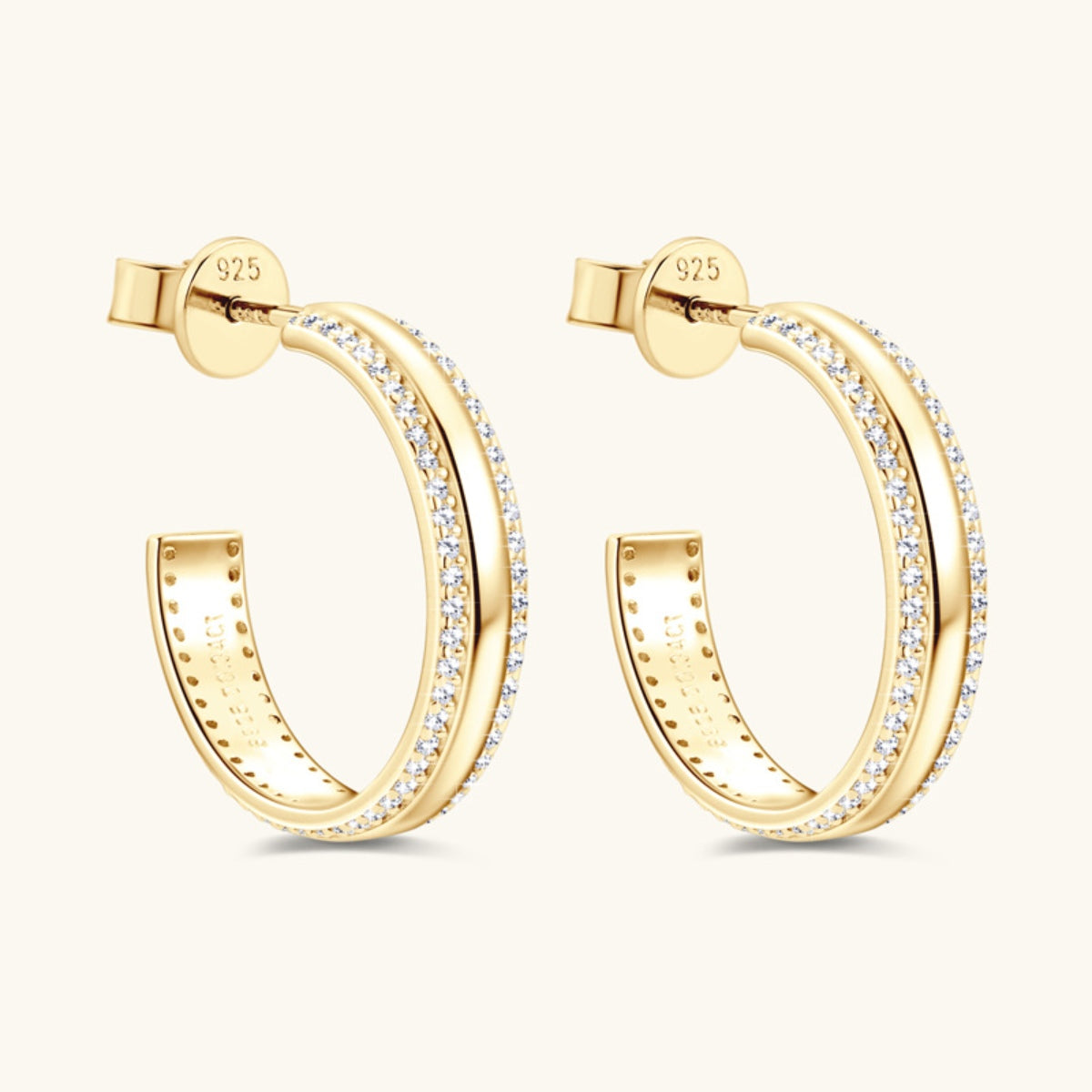 925 Sterling Silver Inlaid Moissanite C-Hoop Earrings 