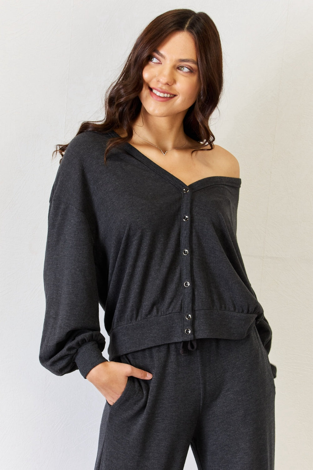 RISEN Ultra Soft  Button Up Long Sleeve Lounge Cardigan 