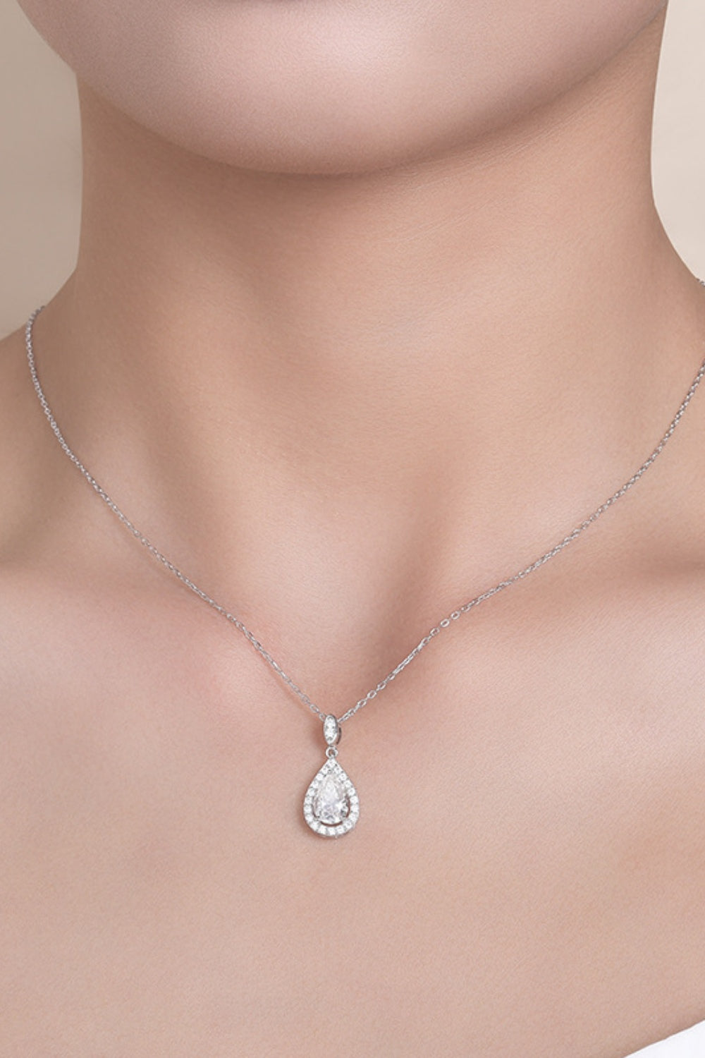 1.5 Carat Moissanite 925 Sterling Silver Teardrop Necklace 