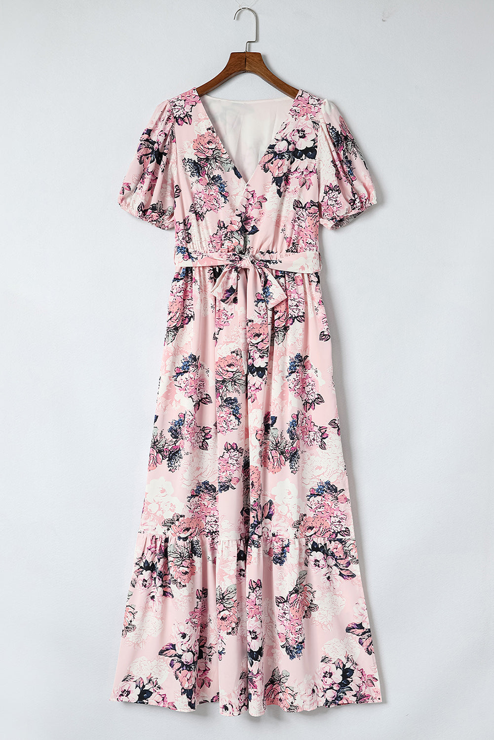 Floral Surplice Neck Dress - Babbazon Midi Dress