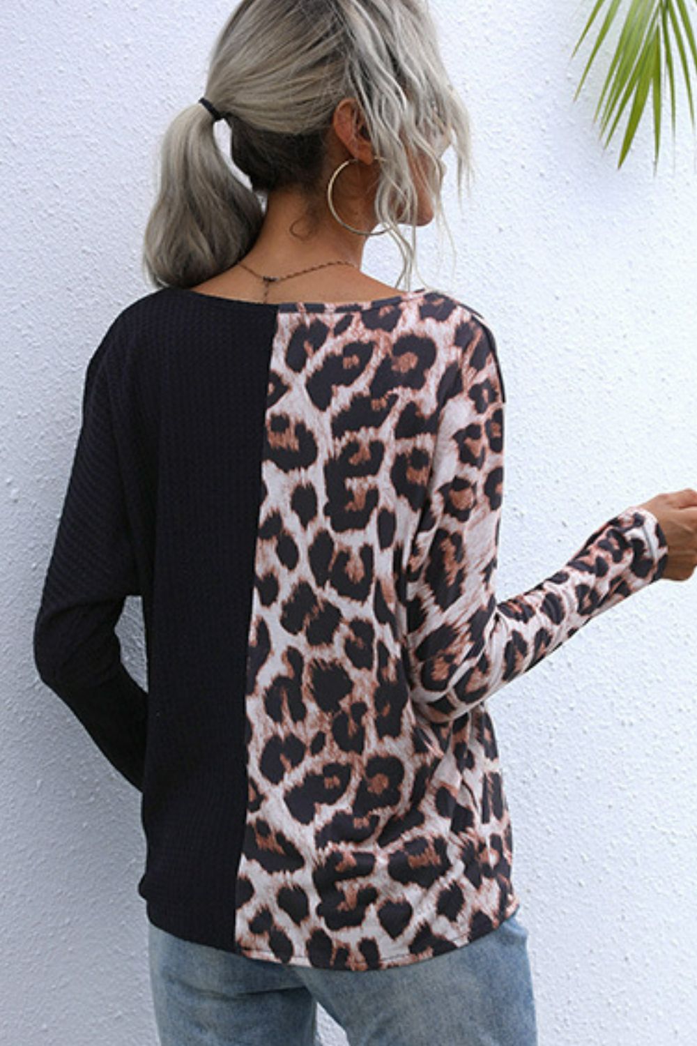 Leopard V-Neck Tie Front Top 