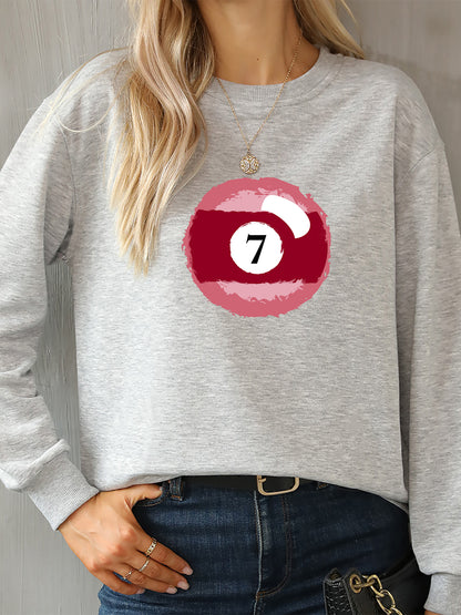 Billiard Graphic Round Neck Sweatshirt 