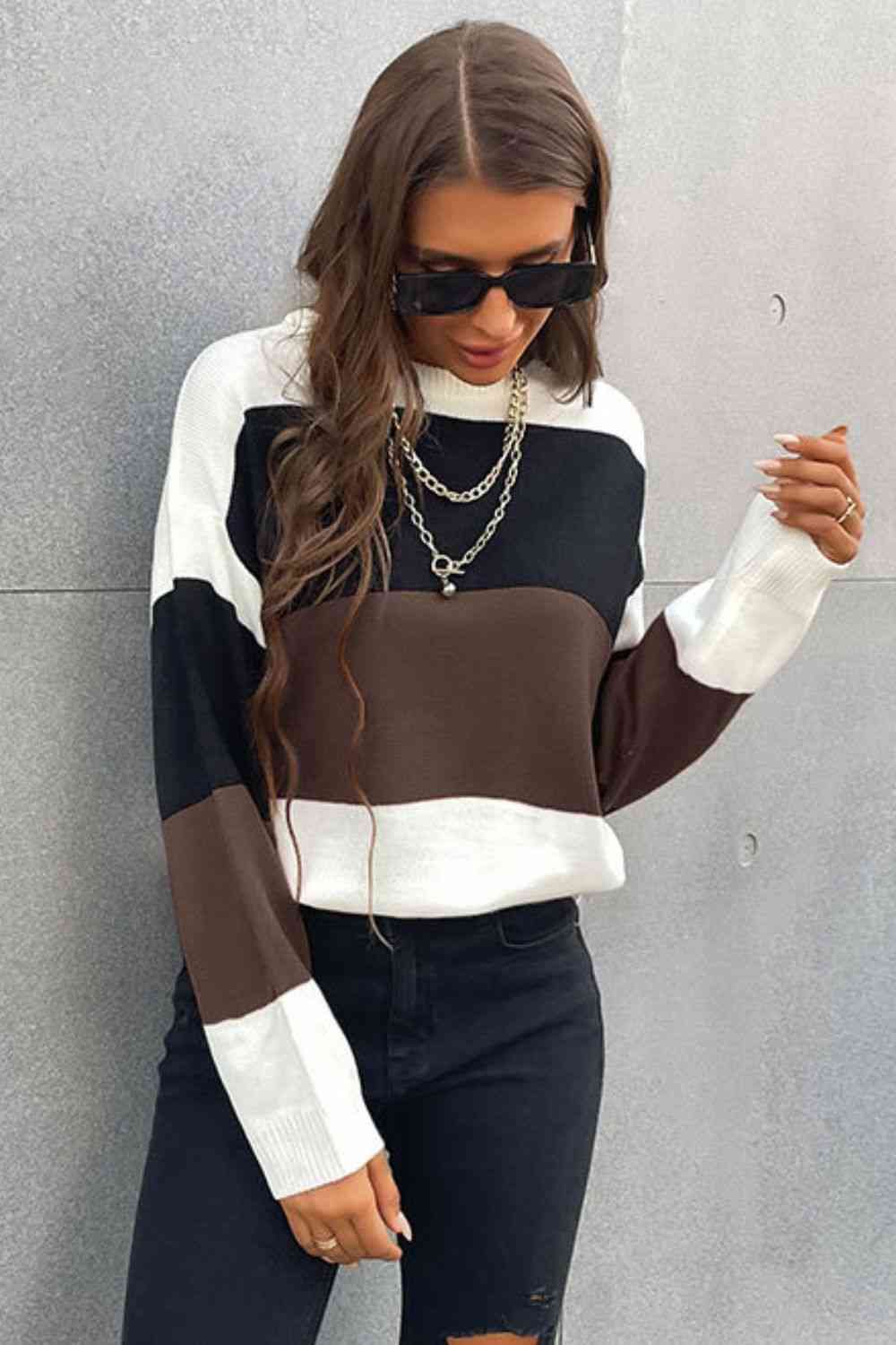 Longing For Fall Color Block Sweater 