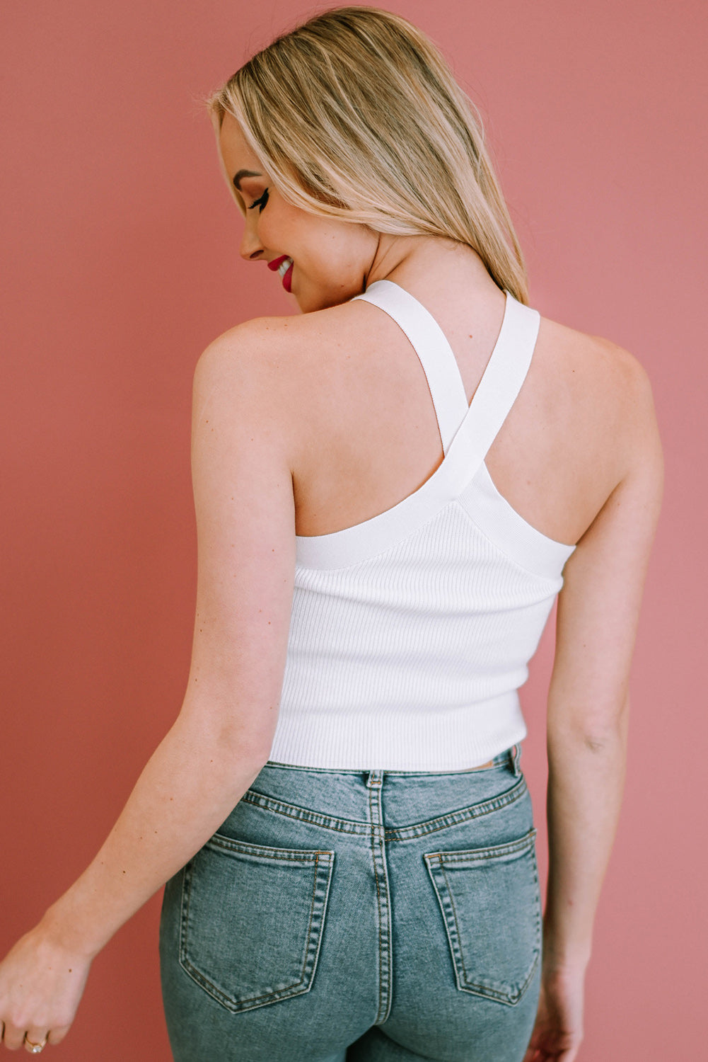 Ribbed Sleeveless Cropped Top 