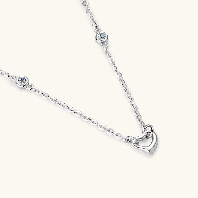 Moissanite 925 Sterling Silver Heart Necklace 