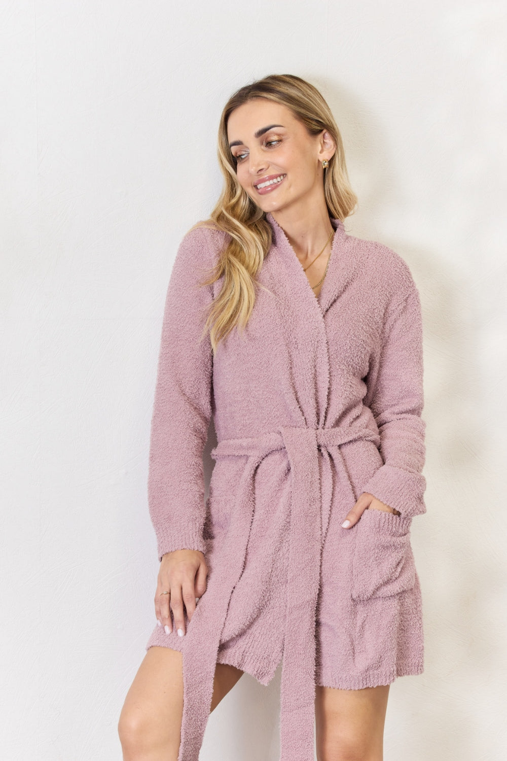 Hailey & Co Tie Front Long Sleeve Robe 