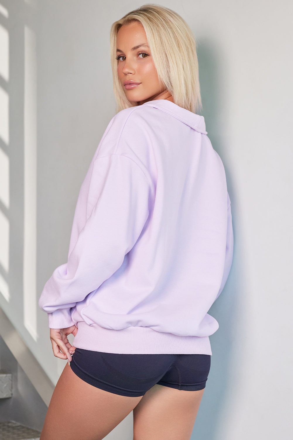 Quarter Zip Dropped Shoulder Sweatshirt 