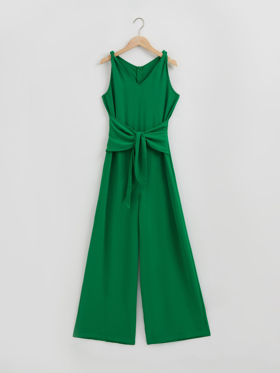 Knot Detail Tie Front Sleeveless Jumpsuit 