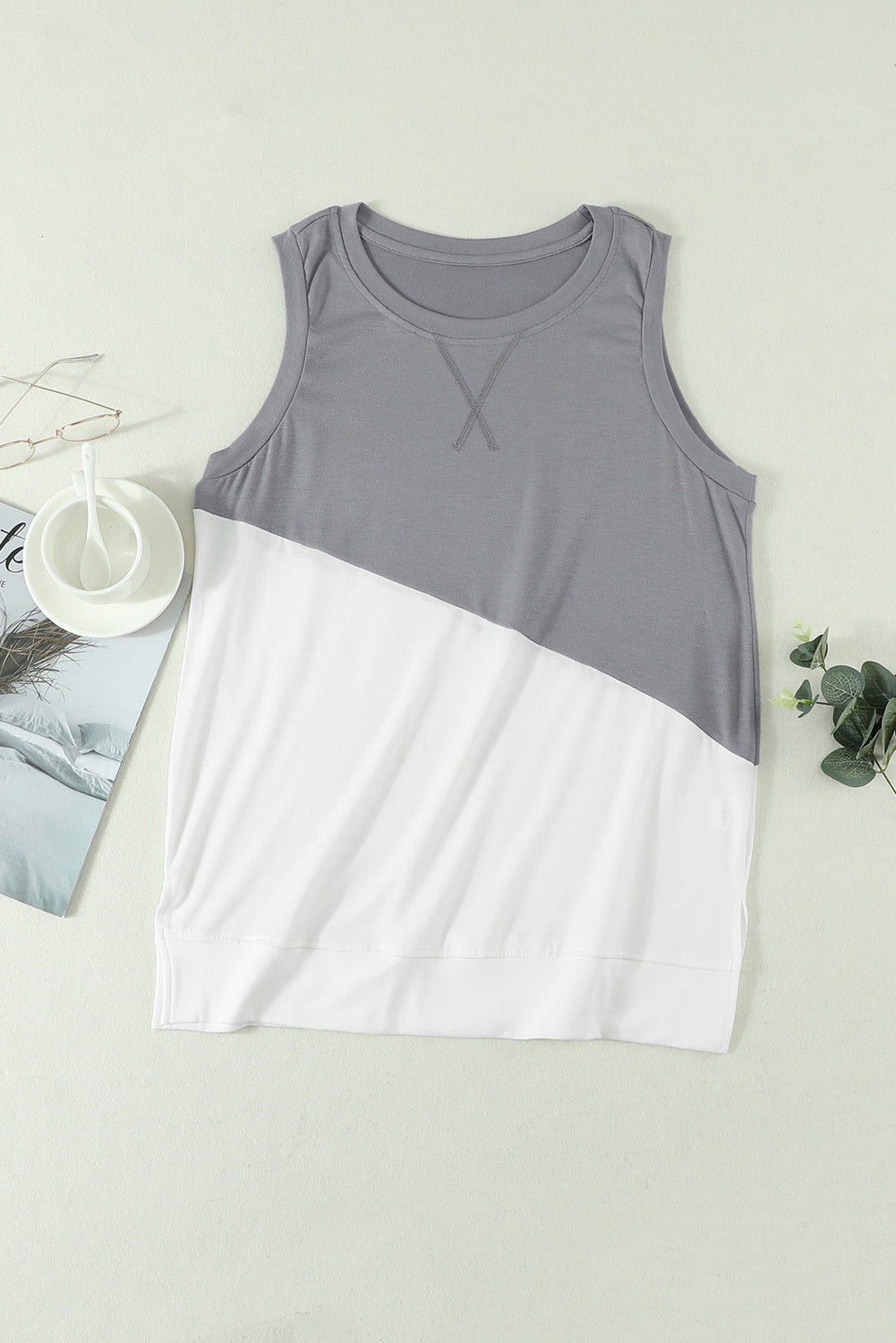 Contrast Round Neck Tank Top 