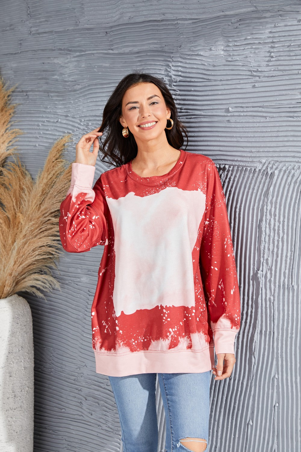 Tie Dye  Round Neck Long Sleeve Sweatshirt 