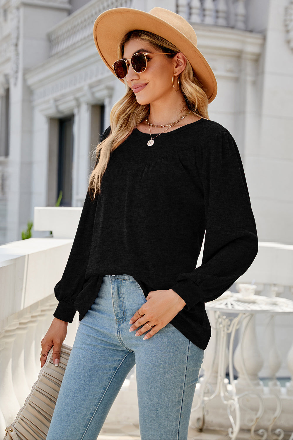 Round Neck Long Sleeve Top 