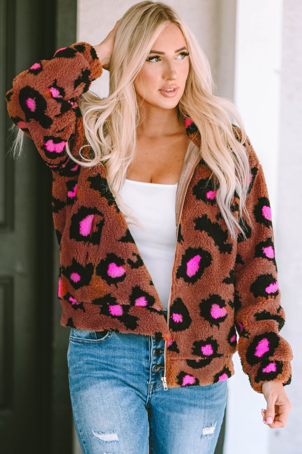 Leopard Zip-Up Jacket 