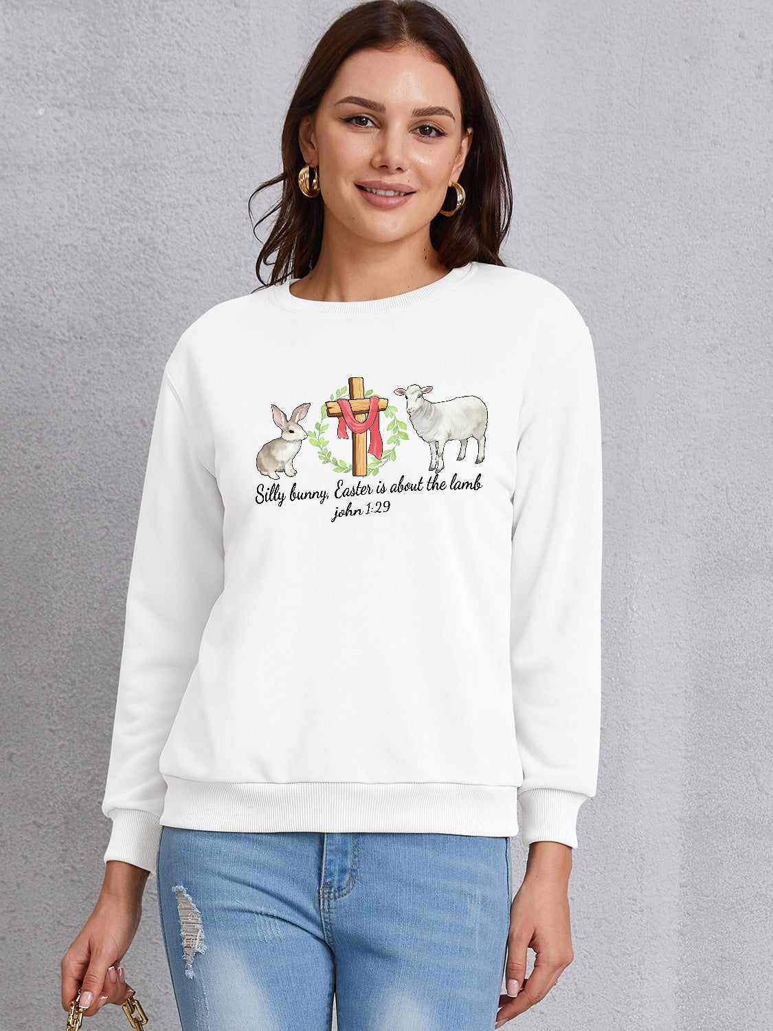 EASTER Graphic Round Neck Sweatshirt 