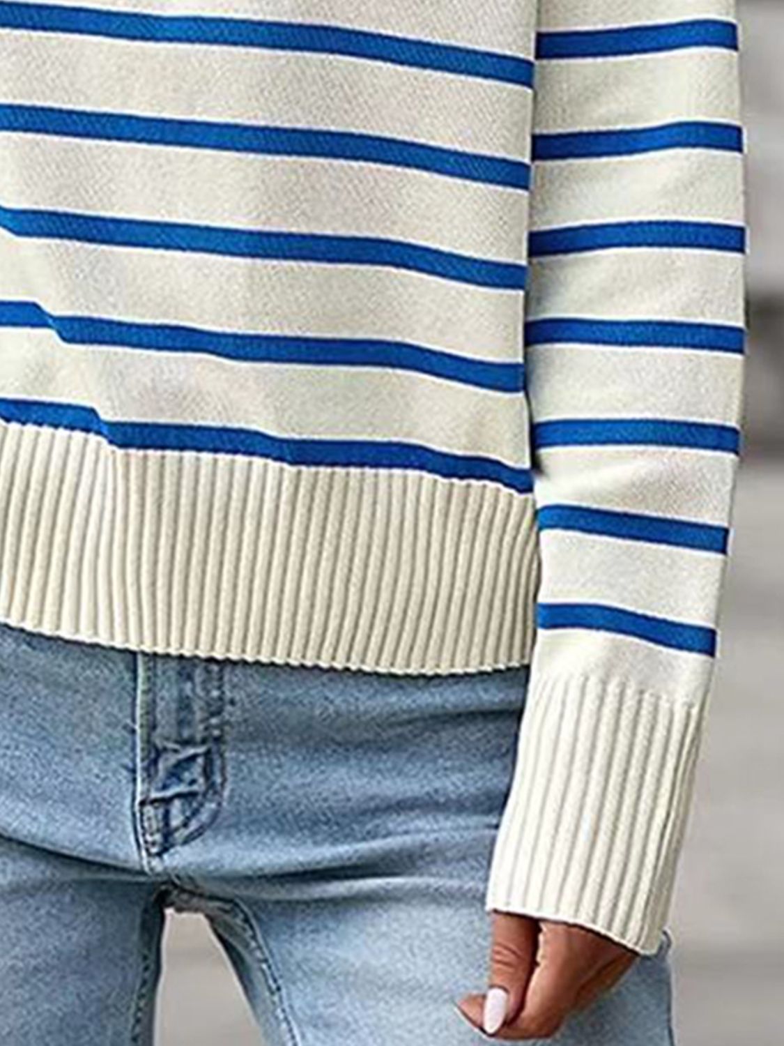 Striped Collared Neck Knit Top 