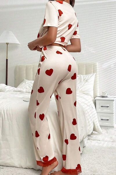 Pocketed Round Neck Top and Drawstring Pants Lounge Set 