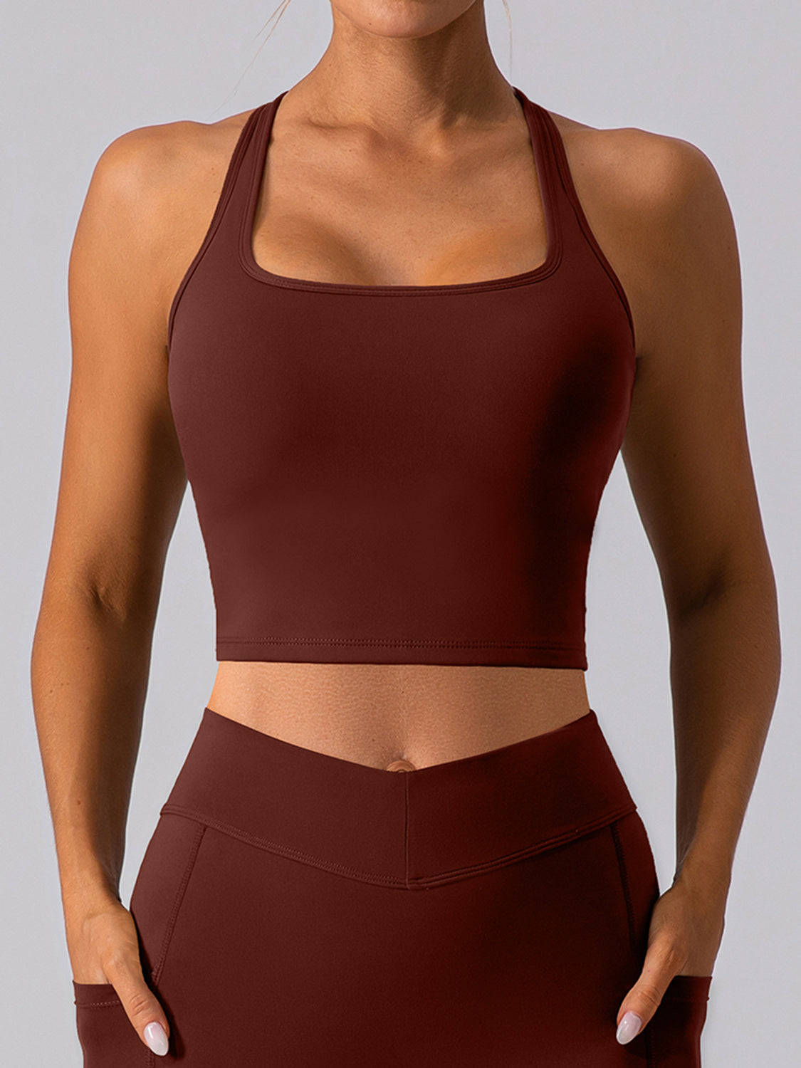 Square Neck Racerback Cropped Tank 