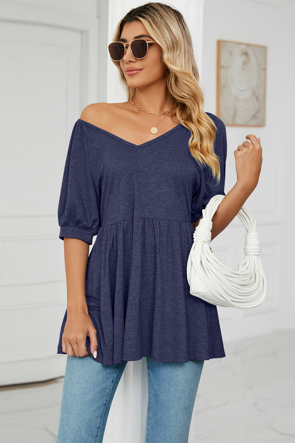 V-Neck Babydoll Top 