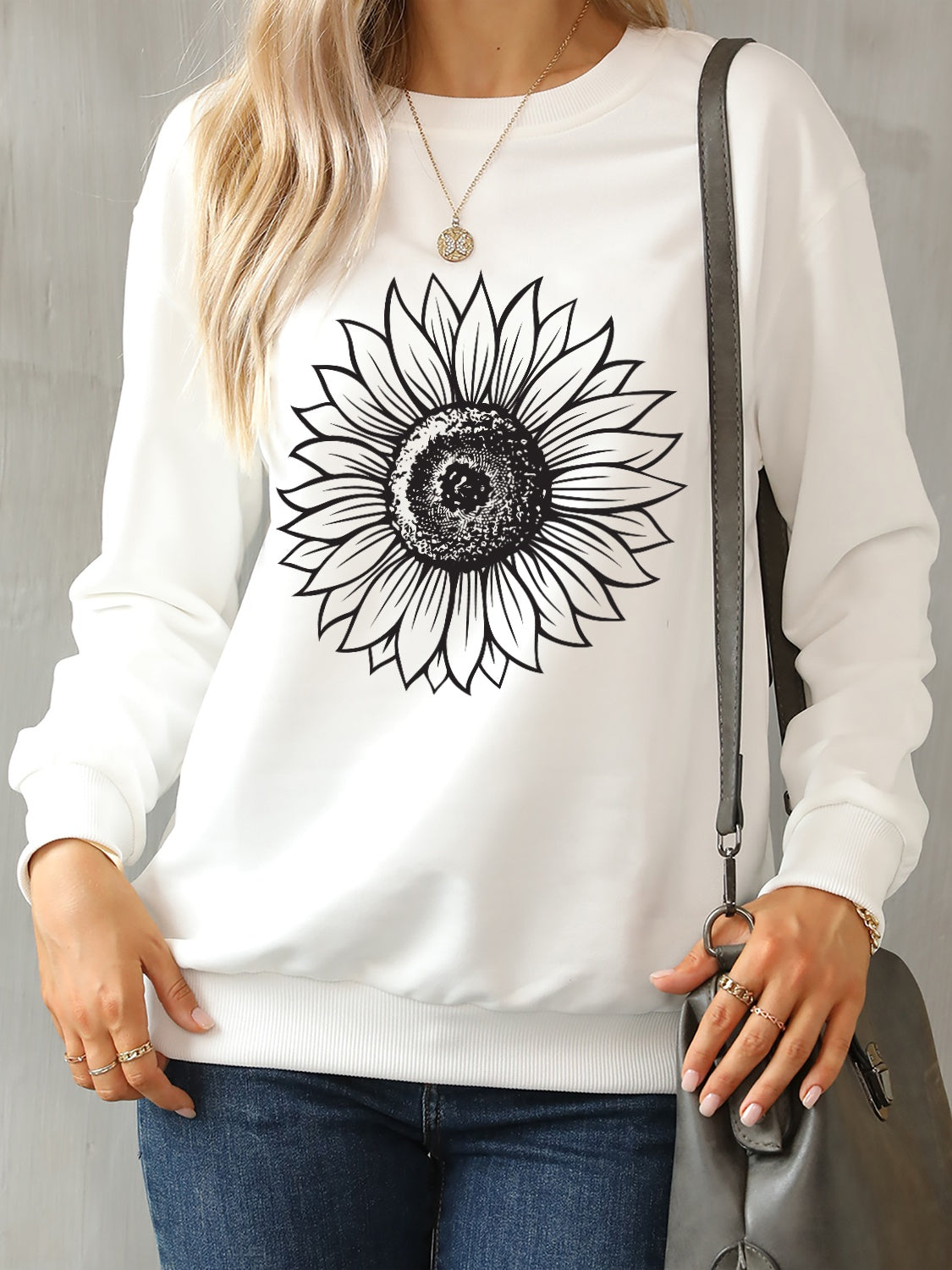 Sunflower Round Neck Dropped Shoulder Sweatshirt 